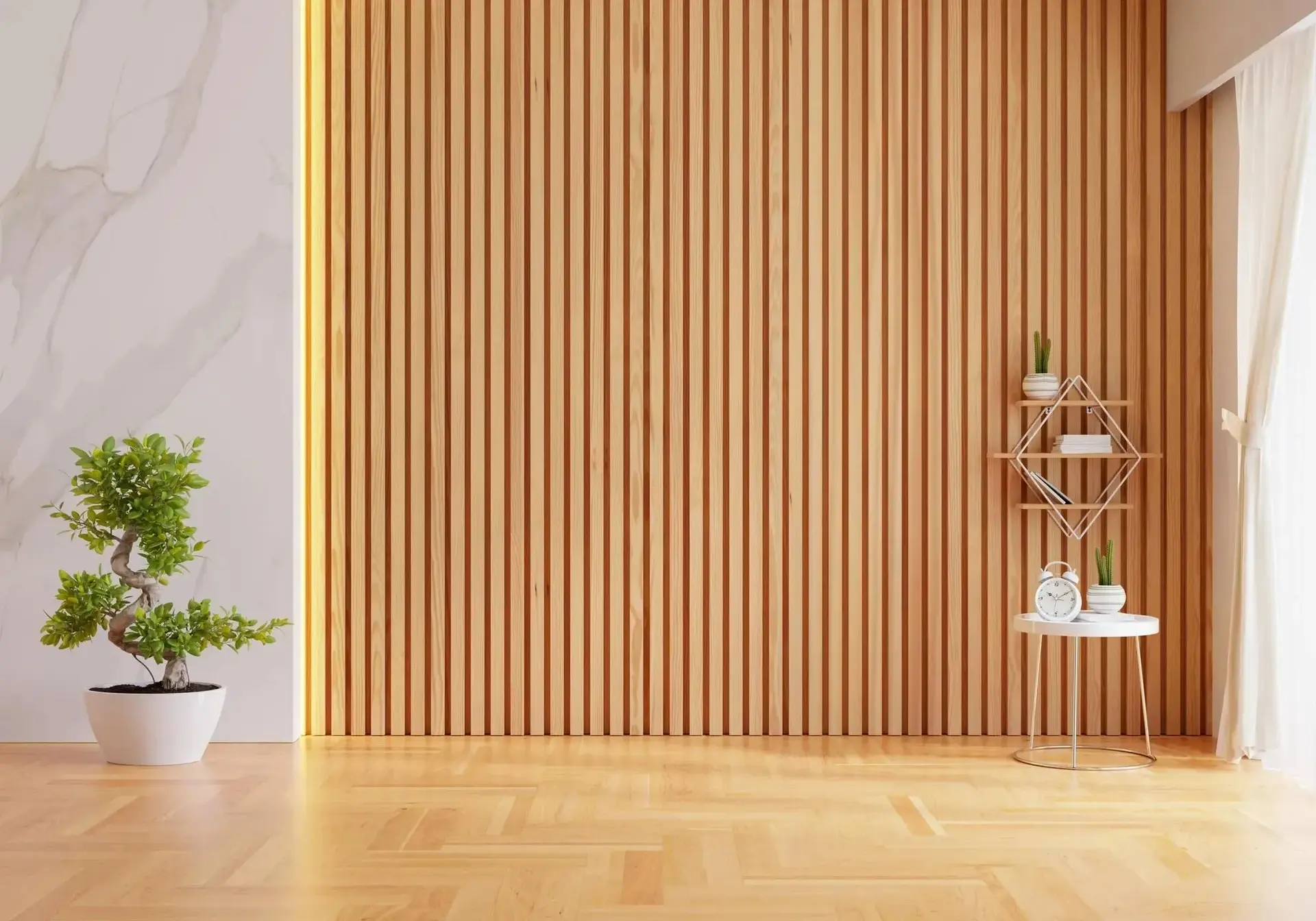 نمونه‌ای از دیوارپوش PVC با طراحی مدرن و رنگ‌های روشن
